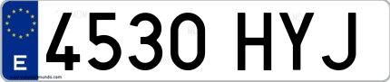 Ejemplo de matrícula española 4530 HYJ