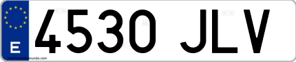 Ejemplo de matrícula de coche ordinaria 4530 JLV