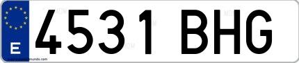 Ejemplo de matrícula española 4531 BHG