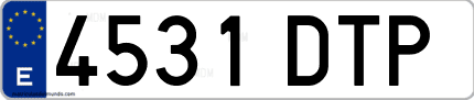 Ejemplo de matrícula de coche ordinaria 4531 DTP