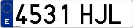 Ejemplo de matrícula de coche ordinaria 4531 HJL