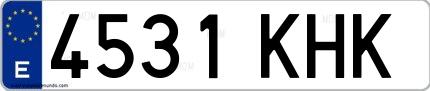 Ejemplo de matrícula de coche ordinaria 4531 KHK