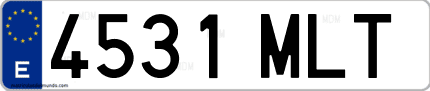 Ejemplo de matrícula de coche ordinaria 4531 MLT