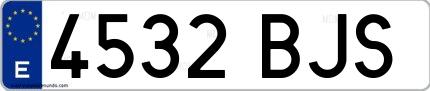 Ejemplo de matrícula española 4532 BJS