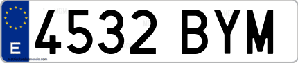 Ejemplo de matrícula de coche ordinaria 4532 BYM
