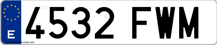 Ejemplo de matrícula de coche ordinaria 4532 FWM