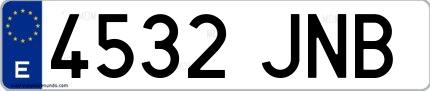 Ejemplo de matrícula española 4532 JNB