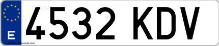 Ejemplo de matrícula de coche ordinaria 4532 KDV