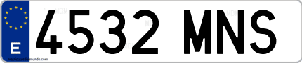 Ejemplo de matrícula de coche ordinaria 4532 MNS