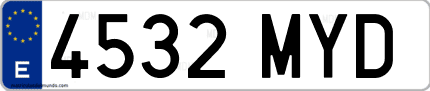 Ejemplo de matrícula de coche ordinaria 4532 MYD