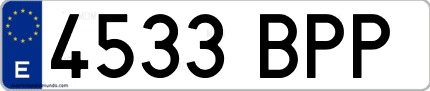 Ejemplo de matrícula de coche ordinaria 4533 BPP