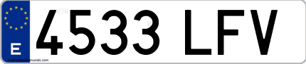 Ejemplo de matrícula de coche ordinaria 4533 LFV