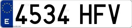Ejemplo de matrícula española 4534 HFV