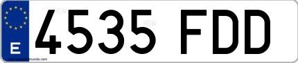 Ejemplo de matrícula española 4535 FDD