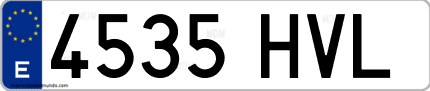 Ejemplo de matrícula de coche ordinaria 4535 HVL