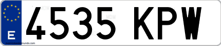 Ejemplo de matrícula de coche ordinaria 4535 KPW