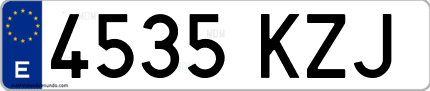 Ejemplo de matrícula de coche ordinaria 4535 KZJ