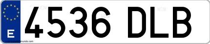 Ejemplo de matrícula española 4536 DLB