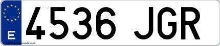 Ejemplo de matrícula española 4536 JGR