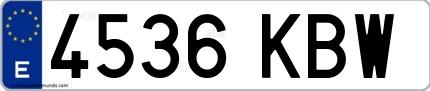 Ejemplo de matrícula española 4536 KBW