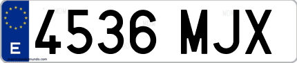 Ejemplo de matrícula de coche ordinaria 4536 MJX