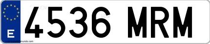 Ejemplo de matrícula española 4536 MRM