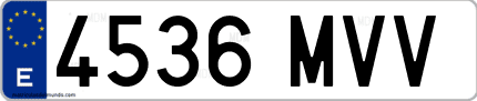 Ejemplo de matrícula de coche ordinaria 4536 MVV