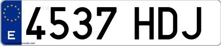 Ejemplo de matrícula española 4537 HDJ