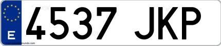 Ejemplo de matrícula de coche ordinaria 4537 JKP