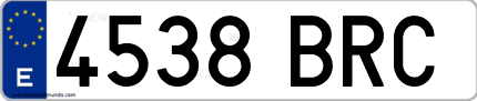 Ejemplo de matrícula de coche ordinaria 4538 BRC