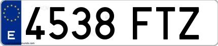 Ejemplo de matrícula española 4538 FTZ