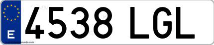 Ejemplo de matrícula española 4538 LGL