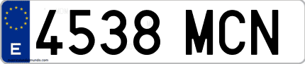 Ejemplo de matrícula de coche ordinaria 4538 MCN