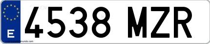 Ejemplo de matrícula española 4538 MZR