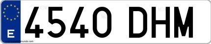 Ejemplo de matrícula española 4540 DHM