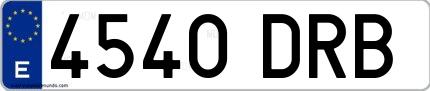 Ejemplo de matrícula española 4540 DRB