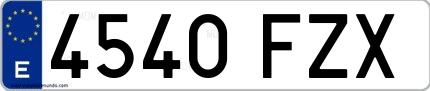 Ejemplo de matrícula española 4540 FZX
