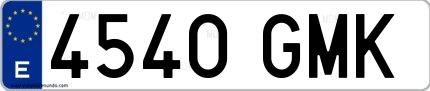 Ejemplo de matrícula española 4540 GMK