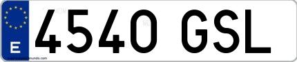 Ejemplo de matrícula española 4540 GSL