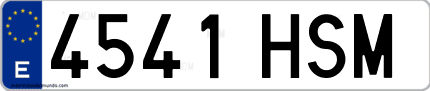Ejemplo de matrícula de coche ordinaria 4541 HSM