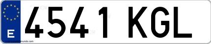 Ejemplo de matrícula española 4541 KGL