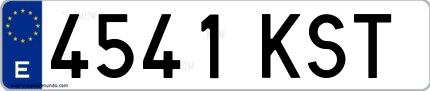 Ejemplo de matrícula española 4541 KST