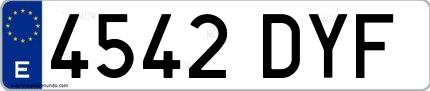 Ejemplo de matrícula española 4542 DYF
