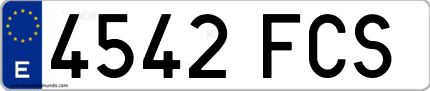 Ejemplo de matrícula de coche ordinaria 4542 FCS