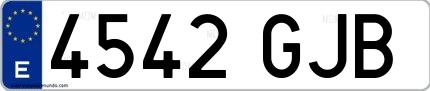 Ejemplo de matrícula española 4542 GJB