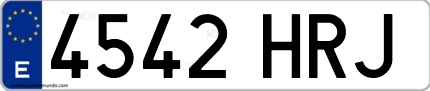Ejemplo de matrícula de coche ordinaria 4542 HRJ