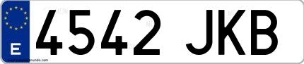 Ejemplo de matrícula española 4542 JKB