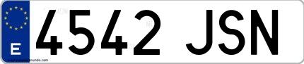 Ejemplo de matrícula española 4542 JSN