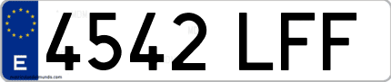 Ejemplo de matrícula de coche ordinaria 4542 LFF