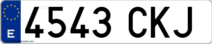 Ejemplo de matrícula de coche ordinaria 4543 CKJ